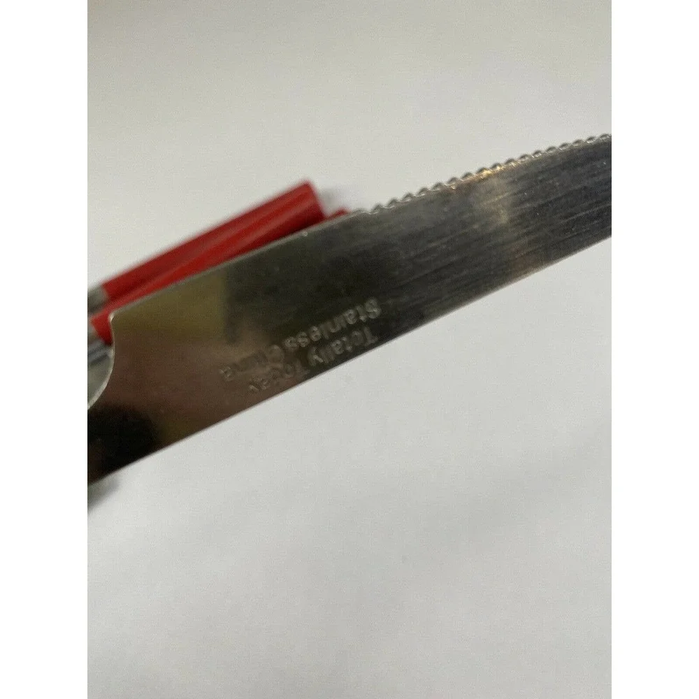 Totally Today RED Plastic Handle Stainless Flatware - Six pieces Butter Knifers